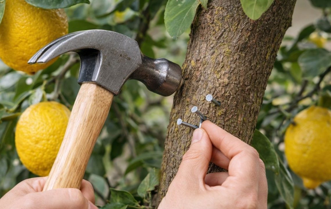 Limon ağacının gövdesine üç çivi çakın etkisi kısa sürede görülüyor