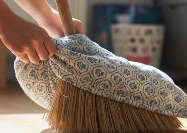 Süpürge sapına takılan yastık kılıfı şaşırtan sonuç veriyor